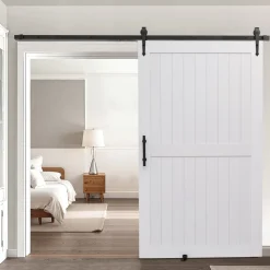 VEVOR Sliding Barn Door, 48 x 84 inch, High-Strength MDF Panel, Barn Door with Hardware Kit, Water-Proof PVC Surface, Easy to Install, H-Frame, Smoothly and Quietly Sliding for Living Room, Bathroom