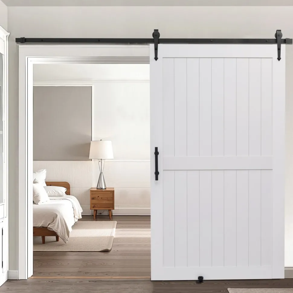 VEVOR Sliding Barn Door, 48 x 84 inch, High-Strength MDF Panel, Barn Door with Hardware Kit, Water-Proof PVC Surface, Easy to Install, H-Frame, Smoothly and Quietly Sliding for Living Room, Bathroom