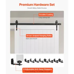 VEVOR Sliding Barn Door, 48 x 84 inch, High-Strength MDF Panel, Barn Door with Hardware Kit, Water-Proof PVC Surface, Easy to Install, H-Frame, Smoothly and Quietly Sliding for Living Room, Bathroom