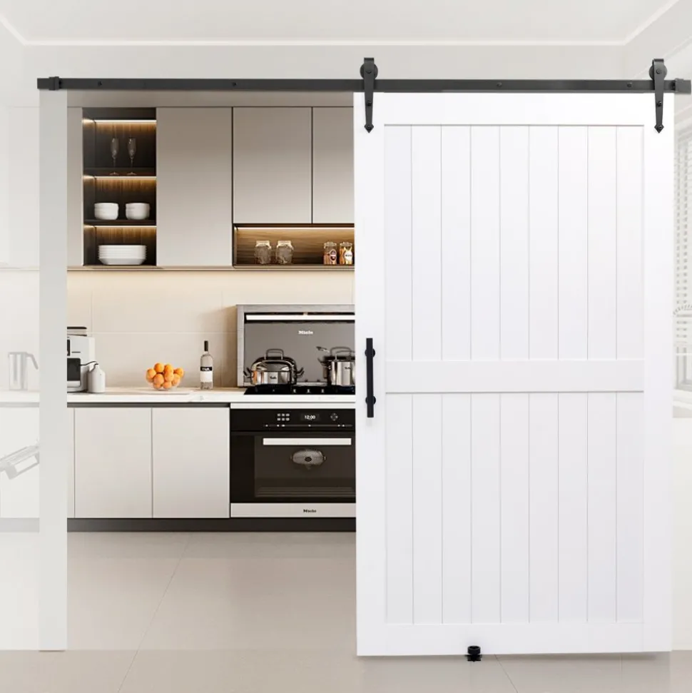VEVOR Sliding Barn Door, 48 x 84 inch, High-Strength MDF Panel, Barn Door with Hardware Kit, Water-Proof PVC Surface, Easy to Install, H-Frame, Smoothly and Quietly Sliding for Living Room, Bathroom