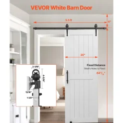 VEVOR Sliding Barn Door, 30 x 84 inch, High-Strength MDF Panel, Barn Door with Hardware Kit, Water-Proof PVC Surface, Easy to Install, H-Frame, Smoothly and Quietly Sliding for Living Room, Bathroom