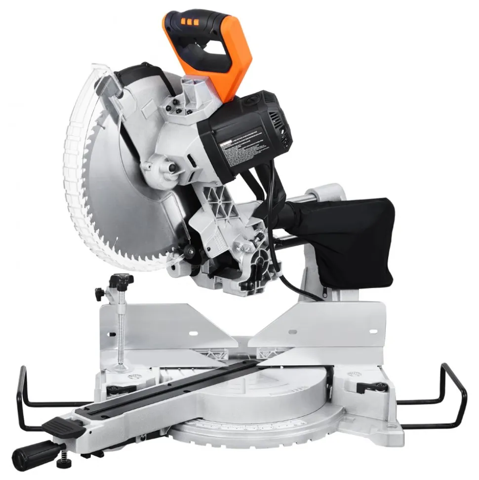 VEVOR Sliding Compound Miter Saw, 10-Inch Blade, 15 Amp Motor, 60-Tooth, Corded Double Bevel Sliding Miter Saw, LED Precision Alignment, Angle Adjustable, for Wood, Composite Decking, Laminates