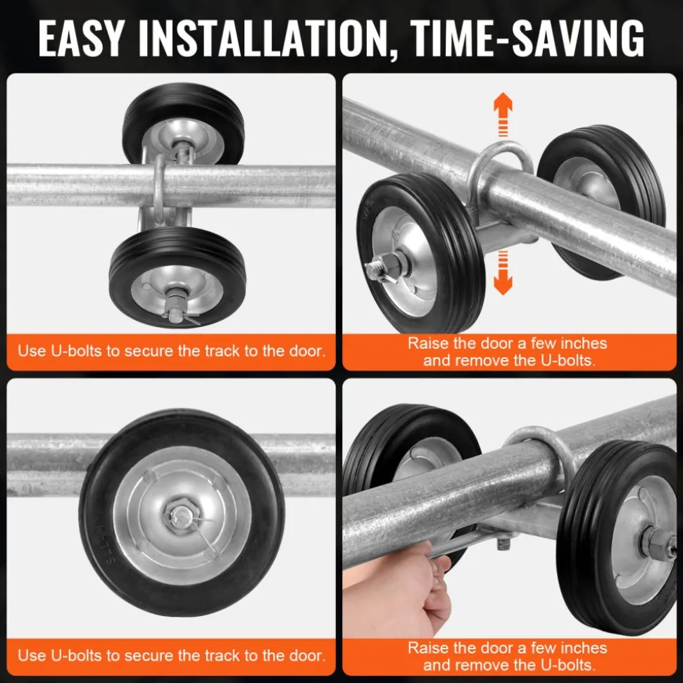 VEVOR Sliding Gate Kit, 6” Rolling Gate Hardware Kit, Universal Sliding Gate Rollers Track Wheels, Heavy Duty Sliding Gate Guide Roller for Sliding Gates and Rolling Door,600 lbs Max. Load,Black