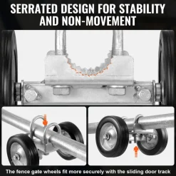 VEVOR Sliding Gate Kit, 6” Rolling Gate Hardware Kit, Universal Adjustable Sliding Gate Rollers Track Wheels, Heavy Duty Sliding Gate Guide Roller for Sliding Gates and Rolling Door,600lbs Load,Black