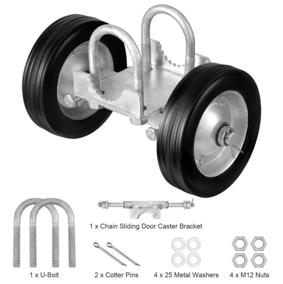 VEVOR Sliding Gate Kit, 6” Rolling Gate Hardware Kit, Universal Adjustable Sliding Gate Rollers Track Wheels, Heavy Duty Sliding Gate Guide Roller for Sliding Gates and Rolling Door,600lbs Load,Black