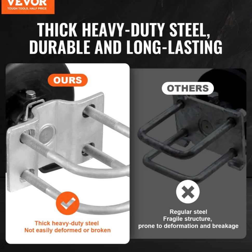 VEVOR Sliding Gate Kit, Rolling Gate Hardware Kit w/ U-Shaped Wheel Groove for Cantilever Sliding Gates and Rolling Door, Sliding Gate Rollers 4 Track Wheels w/ Cover, Heavy Duty Sliding Roller,Black