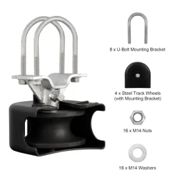 VEVOR Sliding Gate Kit, Rolling Gate Hardware Kit w/ U-Shaped Wheel Groove for Cantilever Sliding Gates and Rolling Door, Sliding Gate Rollers 4 Track Wheels w/ Cover, Heavy Duty Sliding Roller,Black