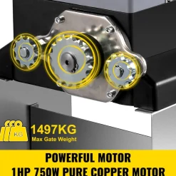 VEVOR Sliding Gate Opener 3300 LBS Automatic Sliding Gate, Gate Opener Motor with 2 Remote Controls, 230 ft Remote Distance Driveway Rolling Gate, Automatic Sliding Gate Opener for Sliding Gate