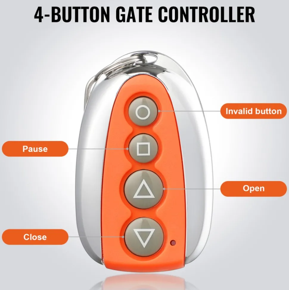 VEVOR Sliding Gate Opener Remote, 131 ft Range, 4-Button Automatic Gate Opener Remote, Remotes for Garage Door Openers, Multi-Code Electric Rolling Driveway-Gate Closer Smart Key Security Kit