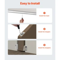 VEVOR Sliding Pocket Door Hardware Track Kit, 4.73 ft Heavy Duty Pocket Door Hardware Kit, Commercial Grade Pocket Door Hardware and Track Set for 24