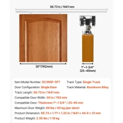 VEVOR Sliding Pocket Door Hardware Track Kit, 56.73