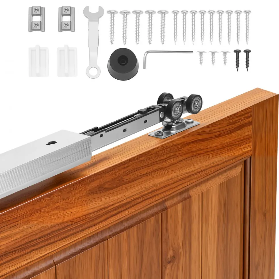 VEVOR Sliding Pocket Door Hardware Track Kit, 56.73" Pocket Door Track Kit with Soft Close Mechanism for Smooth and Quiet Sliding, Easy to Install, for 1" to 1 3/4" Thickness 30" Width Single Door