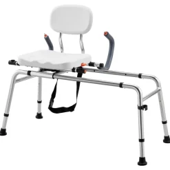 VEVOR Sliding Shower Chair, 400 lbs Tub Transfer Bench for Bathtub with Swivel Seat, Shower Bench with Pivoting Arms and Backrest, Height & Width Adjustable for Handicap, Seniors, Elderly and Disabled