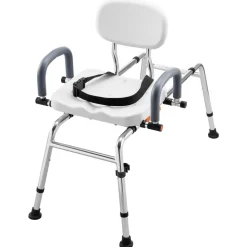 VEVOR Sliding Shower Chair, 400 lbs Tub Transfer Bench for Bathtub with Swivel Seat, Shower Bench with Pivoting Arms and Backrest, Height & Width Adjustable for Handicap, Seniors, Elderly and Disabled