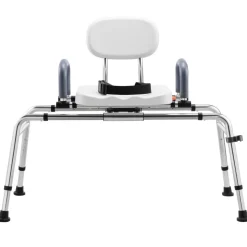 VEVOR Sliding Shower Chair, 400 lbs Tub Transfer Bench for Bathtub with Swivel Seat, Shower Bench with Pivoting Arms and Backrest, Height & Width Adjustable for Handicap, Seniors, Elderly and Disabled