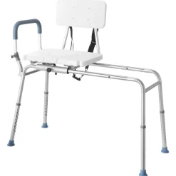 VEVOR Sliding Shower Chair, 400 lbs Capacity Tub Transfer Bench for Bathtub, Heavy Duty Shower Bench with Arms and Backrest, Height Adjustable Seat for Handicap, Adults, Seniors, Elderly and Disabled