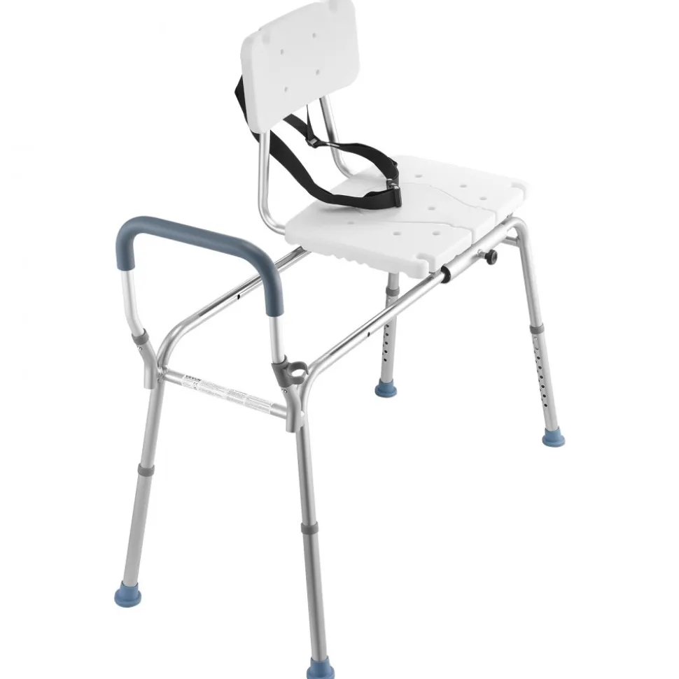VEVOR Sliding Shower Chair, 400 lbs Capacity Tub Transfer Bench for Bathtub, Heavy Duty Shower Bench with Arms and Backrest, Height Adjustable Seat for Handicap, Adults, Seniors, Elderly and Disabled