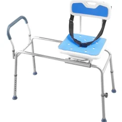 VEVOR Sliding Shower Chair, 400 lbs Tub Transfer Bench for Bathtub with Swivel Seat, Padded Shower Bench with Arms and Backrest, Height Adjustable for Handicap, Adults, Seniors, Elderly and Disabled