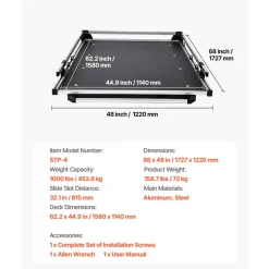 VEVOR Sliding Truck Bed Organizer, 68 x 48-Inch Heavy Duty Truck Bed Storage Drawer with 1000 lbs Capacity, Features 6 Movable Rings for Securing, 2-Postion Slide out Tray for Pickup Trucks, Black