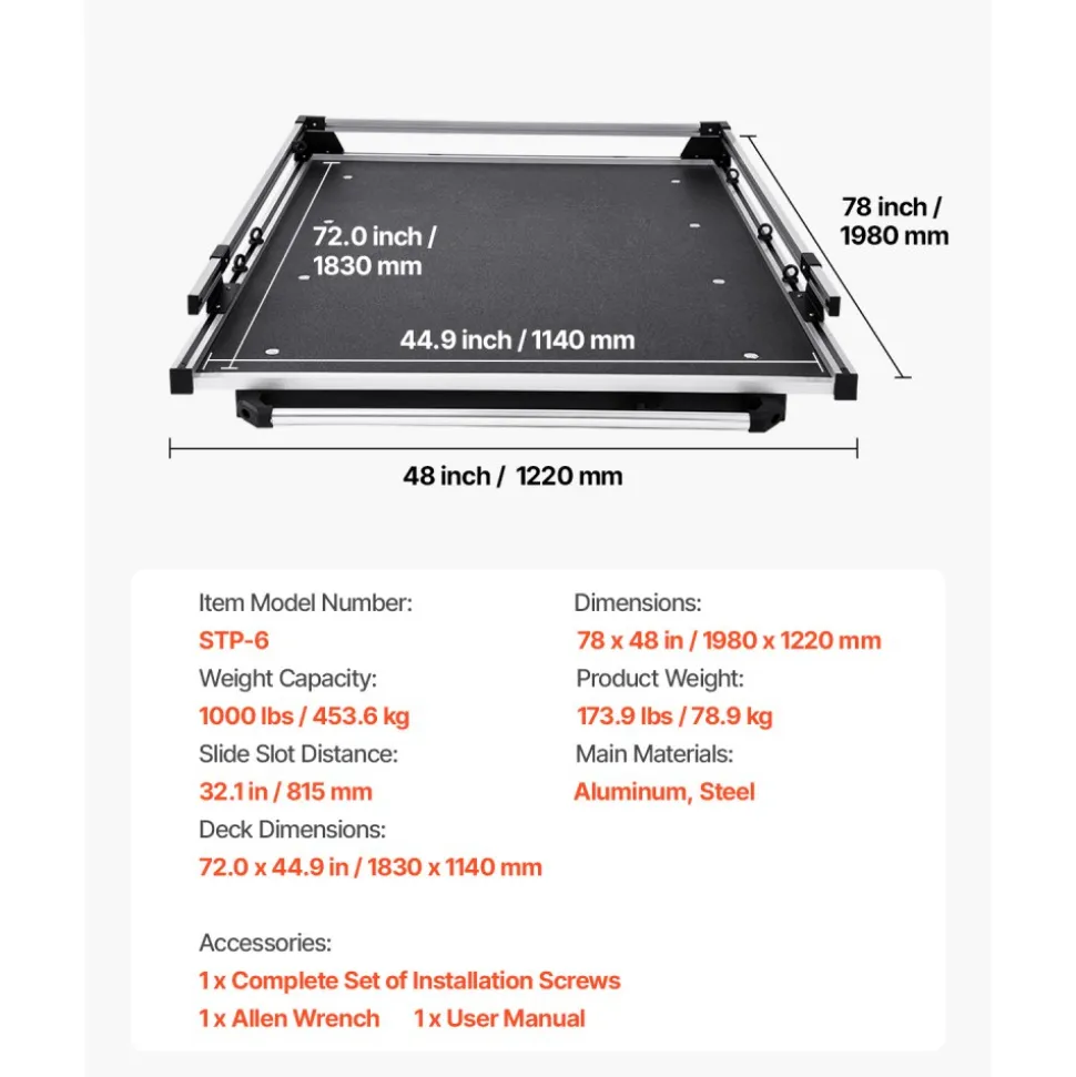 VEVOR Sliding Truck Bed Organizer, 78 x 48-Inch Heavy Duty Truck Bed Storage Drawer with 1000 lbs Capacity, Features 6 Movable Rings for Securing, 2-Postion Slide out Tray for Pickup Trucks, Black