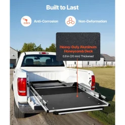 VEVOR Sliding Truck Bed Organizer, 58 x 41-Inch Heavy Duty Truck Bed Storage Drawer with 1000 lbs Capacity, Features 6 Movable Rings for Securing, 2-Postion Slide out Tray for Pickup Trucks, Black