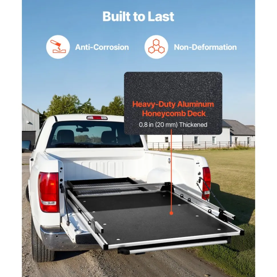 VEVOR Sliding Truck Bed Organizer, 58 x 41-Inch Heavy Duty Truck Bed Storage Drawer with 1000 lbs Capacity, Features 6 Movable Rings for Securing, 2-Postion Slide out Tray for Pickup Trucks, Black