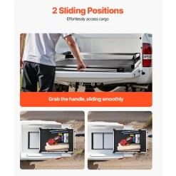 VEVOR Sliding Truck Bed Organizer, 58 x 41-Inch Heavy Duty Truck Bed Storage Drawer with 1000 lbs Capacity, Features 6 Movable Rings for Securing, 2-Postion Slide out Tray for Pickup Trucks, Black