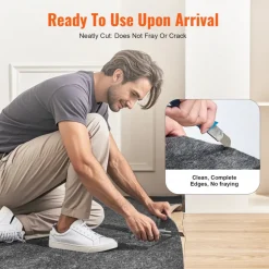 VEVOR - Slip-Resistant Rug Pad - Protective Cushioning Carpet Pad - 8' x 10' - 1/4"Thick - Dual Surface - Polyester Felt + Latex - Gray - 7-8㎡ Area Carpet Padding Rug Cushion Safe for All Floors