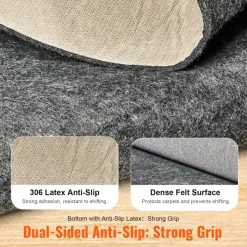 VEVOR - Slip-Resistant Rug Pad - Protective Cushioning Carpet Pad - 8' x 10' - 1/4