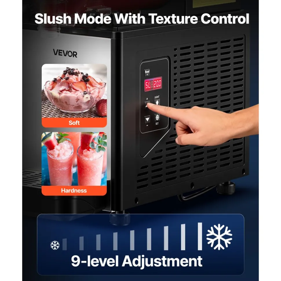 VEVOR Slushie Machine, 6L/1.6Gal Commercial Slushy Maker, Frozen Drink Maker with Self-Cleaning, Margarita Machine for Restaurants Bars Party for Slushie, Margaritas, Milkshake & More