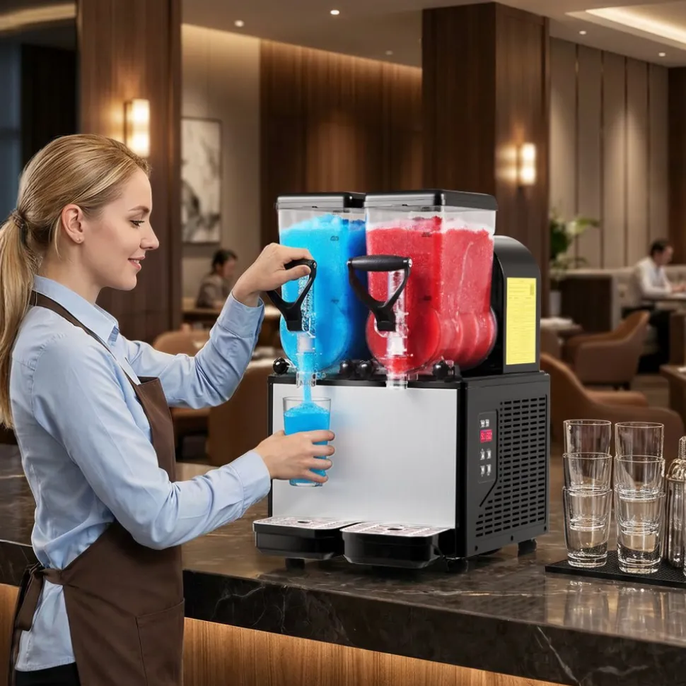VEVOR Slushie Machine, 6L/1.6Gal x 2 Tank Commercial Slushy Maker, Frozen Drink Maker with Self-Cleaning, Margarita Machine for Restaurants Bars Party for Slushie, Margaritas, Milkshake & More