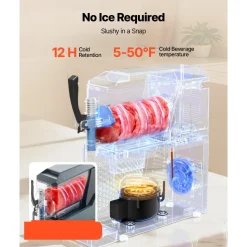 VEVOR Slushie Machine, 4L/135oz No Ice Needed Slushy Machine for Home, Frozen Drink Maker with Single Tank, Margarita Machine with Self-Cleaning, for Frozen Margaritas, Frappés, Milkshake & More