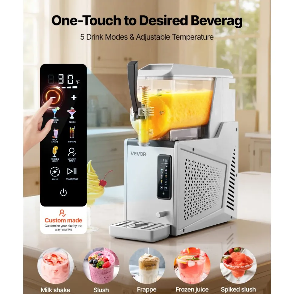 VEVOR Slushie Machine, 3L/100oz No Ice Needed Slushy Machine for Home, Frozen Drink Maker with Single Tank, Margarita Machine with Self-Cleaning, for Frozen Margaritas, Frappés, Milkshake & More