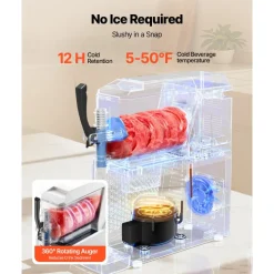 VEVOR Slushie Machine, 3L/100oz No Ice Needed Slushy Machine for Home, Frozen Drink Maker with Single Tank, Margarita Machine with Self-Cleaning, for Frozen Margaritas, Frappés, Milkshake & More