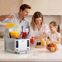 VEVOR Slushie Machine, 3L/100oz x 2 Tank Slushy Machine for Home, No Ice Needed Frozen Drink Maker, Margarita Maker with Self-Cleaning, for Frozen Margaritas, Frappés, Milkshake & More