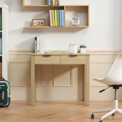 VEVOR Small Desk with Drawers, Kids Desk for Bedroom, Modern Simple Study Table for Drawing, Reading, Writing, Rectangle MDF Furniture Study Storage Table for Home, Office, Light Wood