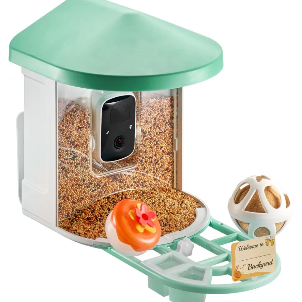 VEVOR Smart Bird Feeder with Camera, 2K HD AI Identify 10,000+ Bird Species, Solar-Powered Bird Watching Camera with Auto Capture & Instant Notify, Wireless Outdoor Ideal Gift for Bird Lovers (Green)