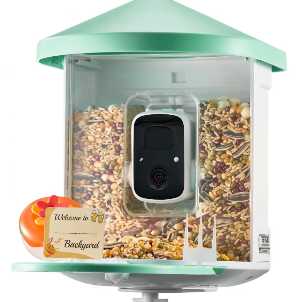 VEVOR Smart Bird Feeder with Camera, 2K HD AI Identify 10,000+ Bird Species, Solar-Powered Bird Watching Camera with Auto Capture & Instant Notify, Wireless Outdoor Ideal Gift for Bird Lovers (Green)