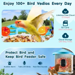 VEVOR Smart Bird Feeder with Camera, 2K HD AI Identify 10000+ Bird Species, Solar-Powered Bird Watching Camera with Auto Capture & Instant Notify, Wireless Outdoor Gift for Bird Lover (2 Solar Panels)