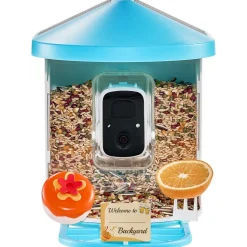 VEVOR Smart Bird Feeder with Camera, 2K HD AI Identify 10000+ Bird Species, Solar-Powered Bird Watching Camera with Auto Capture & Instant Notify, Wireless Outdoor Gift for Bird Lover (3 Solar Panels)