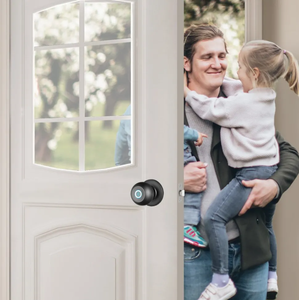 VEVOR Smart Door Knob, Biometric Door Lock Bluetooth Smart Lock, Fingerprint Smart Lock with APP Control, Easy Installation Door Lock, for Home Bedrooms, Cloakroom, Hotels, Apartments Offices, Black