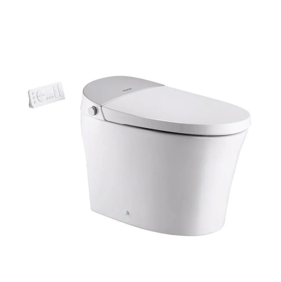 VEVOR Smart Toilet, Air Drying, Elongated Smart Toilet with Heated Seat, Clean Nozzle & Auto Freshening System, Auto Open/Close Toilet with Remote Control & LED Digital Display, Fits for Bathrooms