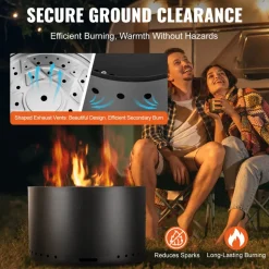 VEVOR Smokeless Fire Pit Stove Bonfire, H: 18 in x Dia: 28 in ,Wood Burning Fireplaces with Removable Ash Pan, SUS430 Stainless Steel inner Portable Outdoor Firepit,for Outdoor Patio Camping, Black