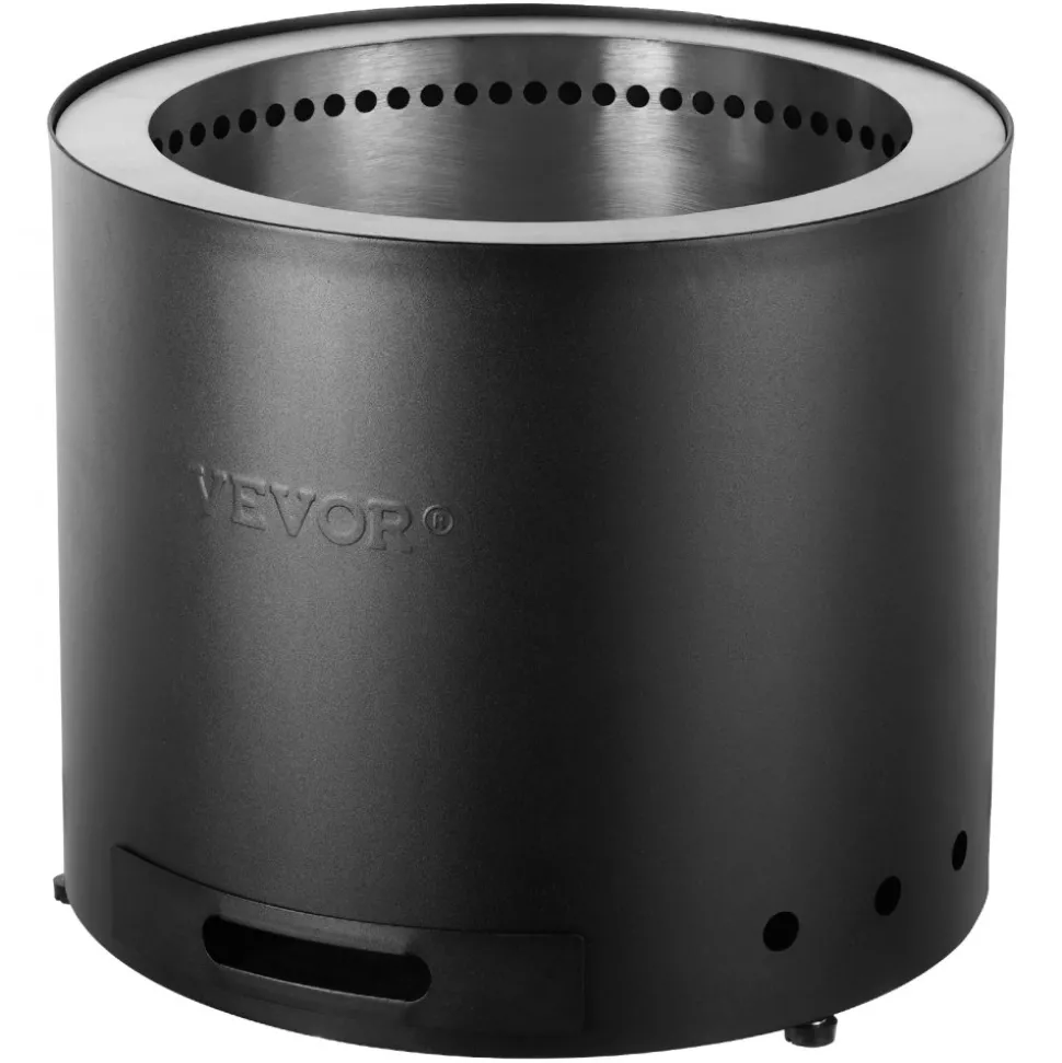 VEVOR Smokeless Fire Pit Stove Bonfire, H: 15.4 in x Dia: 19.3 in ,Wood Burning Fireplaces with Removable Ash Pan, SUS430 Stainless Steel inner Portable Outdoor Firepit, for Outdoor Patio Camping
