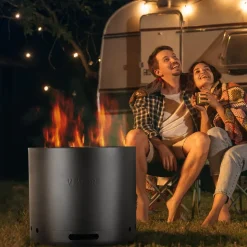 VEVOR Smokeless Fire Pit Stove Bonfire, H: 15.4 in x Dia: 19.3 in ,Wood Burning Fireplaces with Removable Ash Pan, SUS430 Stainless Steel inner Portable Outdoor Firepit, for Outdoor Patio Camping