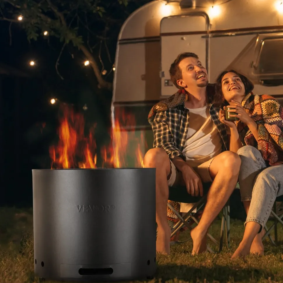 VEVOR Smokeless Fire Pit Stove Bonfire, H: 15.4 in x Dia: 19.3 in ,Wood Burning Fireplaces with Removable Ash Pan, SUS430 Stainless Steel inner Portable Outdoor Firepit, for Outdoor Patio Camping