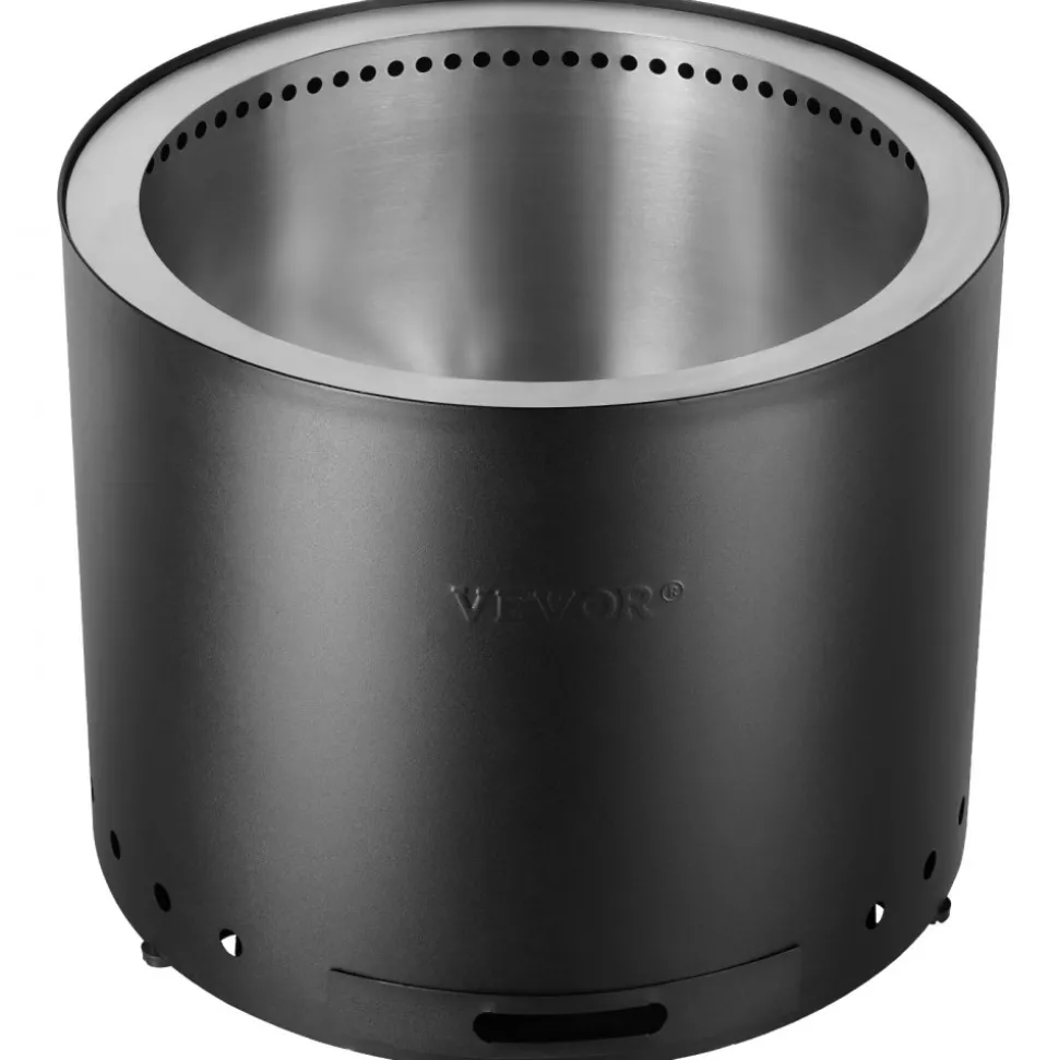 VEVOR Smokeless Fire Pit Stove Bonfire, H: 15.4 in x Dia: 19.3 in ,Wood Burning Fireplaces with Removable Ash Pan, SUS430 Stainless Steel inner Portable Outdoor Firepit, for Outdoor Patio Camping