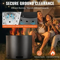 VEVOR Smokeless Fire Pit Stove Bonfire, H: 15.4 in x Dia: 19.3 in ,Wood Burning Fireplaces with Removable Ash Pan, SUS430 Stainless Steel inner Portable Outdoor Firepit, for Outdoor Patio Camping