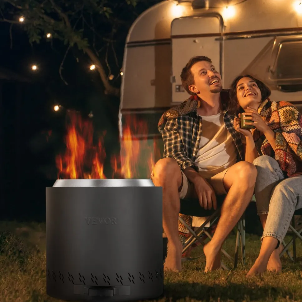 VEVOR Smokeless Fire Pit Stove Bonfire, H: 15.4 in x Dia: 15.7 in ,Wood Burning Fireplaces with Removable Ash Pan, SUS430 Stainless Steel Inner Portable Outdoor Firepit,for Outdoor Patio Camping
