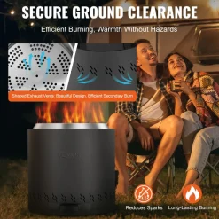 VEVOR Smokeless Fire Pit Stove Bonfire, H: 15.4 in x Dia: 15.7 in ,Wood Burning Fireplaces with Removable Ash Pan, SUS430 Stainless Steel Inner Portable Outdoor Firepit,for Outdoor Patio Camping